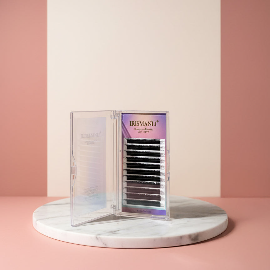 Belle YY Lash Extensions – 0.07 4D Premade Fans (Mixed Tray 8–14mm)