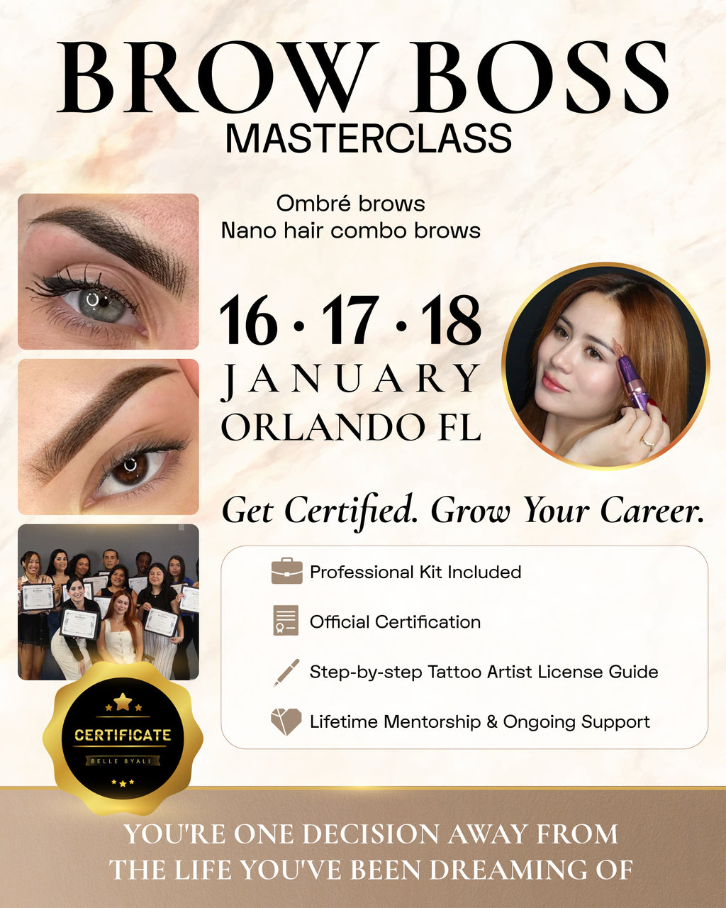Brow boss experience ORLANDO FL private small group class