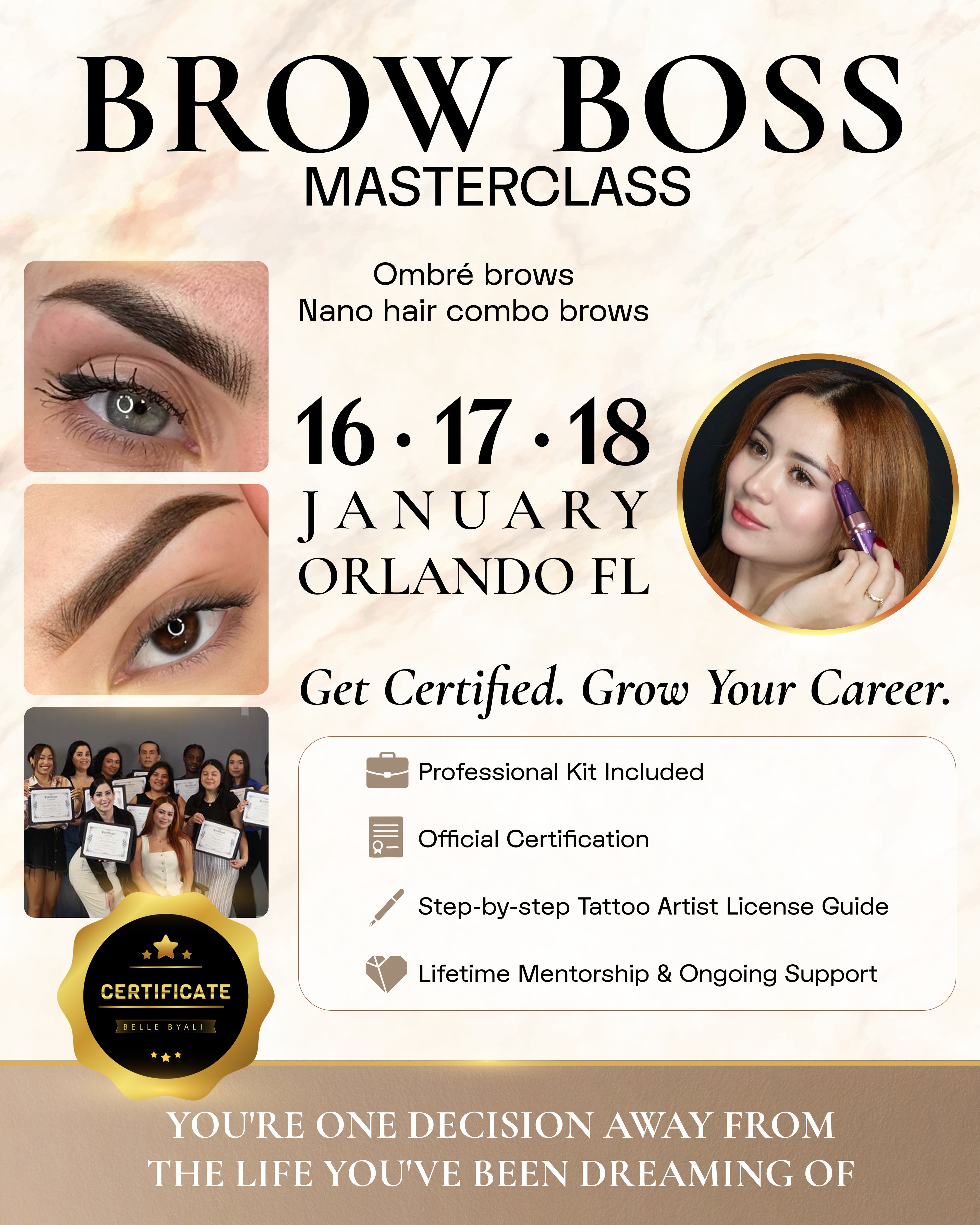Brow boss experience ORLANDO FL private small group class